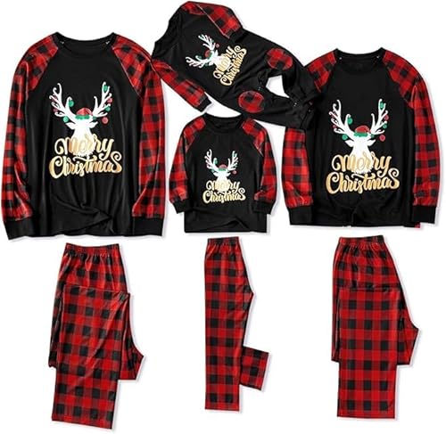IFFEI Passende Familien-Pyjama-Sets, Weihnachtspyjamas mit Buchstaben- und Karomuster, langärmliges T-Shirt und Unterteil, Loungewear Women XL IFFEI Passende Familien-Pyjama-Sets, Weihnachtspyjamas mit Buchstaben- und Karomuster, langärmliges T-Shirt und Unterteil, Loungewear Women XL von IFFEI