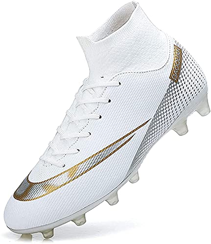 IFIKK Fußballschuhe Herren High Top Spike Cleats Athletics Fußballschuhe Kinder Jungen Professionelle Trainingsschuhe Outdoor Sport Fußball Stiefel Wettkampf Unisex-Kinder (Weiß, 35) von IFIKK