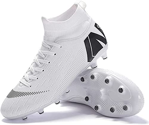 IFIKK Fußballschuhe Herren High Top Spike Cleats Athletics Fußballschuhe Kinder Jungen Professionelle Trainingsschuhe Outdoor Sport Fußball Stiefel Wettkampf Unisex-Kinder (Weiß 1, 37) von IFIKK