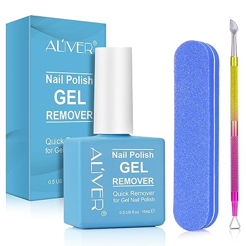 Nagellackentferner 15 ml mit Nagelfeile Nagelhautschieber, Gel Nagellack Entfernung, Nagellack Entferner, Gel Nail Polish Remover, Entfernen Sie Gelnägel Einfach und Schnell, Schadet den Nägeln Nicht von IFUDOIT