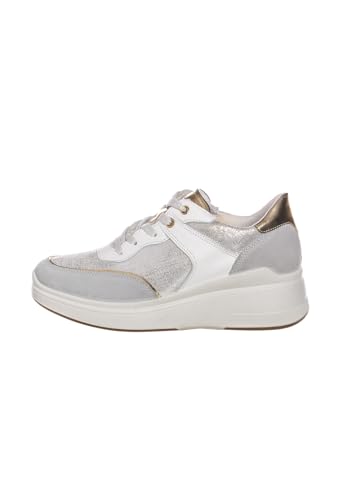 IGI&CO Sneakers mit Keilabsatz 5654611 Verschluss mit Schnürung, Fußbett aus Leder und Unterseite aus Gummi. Höhe Keilabsatz 4,5 cm, Silber Weiß, 37 EU von IGI&Co