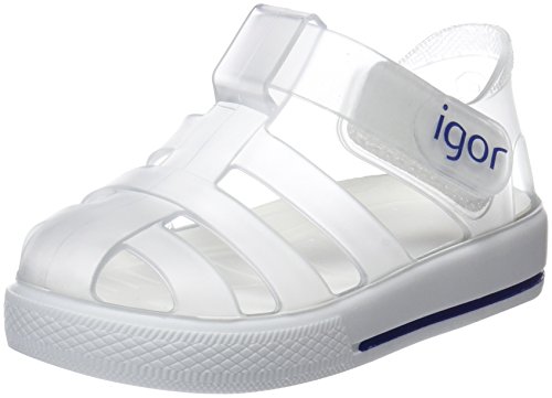 IGOR Jungen Unisex Kinder Star Sandalen mit Armband, Transparent Weiß, 25 EU von IGOR