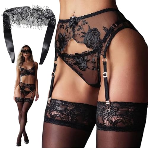 IJHYGD StrapsgüRtel Breit Strapshalter Schwarz Strumpfhalter Strapse FüR Damen Strapsen Halter StrapsgüRtel Schwarz Strapse Schwarz Dessous Strapse Halterlose StrüMpfe 1pcs Einer Augenmaske von IJHYGD