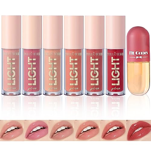 Lipgloss Set Lip Oil 7 Stück Lip Glow Oil Lip Plumper LippenöL Lip Gloss Lippgloss Volumen Booster Lippen öL Lippenstift Glitzer Lip Oil Set Liquid Lipstick für Vollere Lippen Glitter Schimmer(B) von IJHYGD