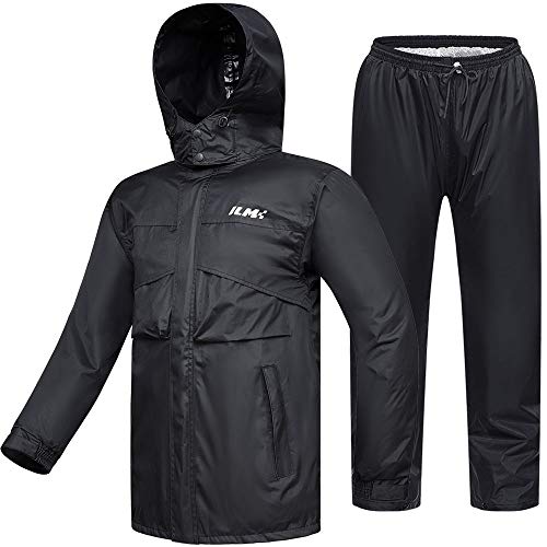 ILM Motorrad Regenkombi Herren Wasserdicht-Regenjacke Verschleißfest, 6 Taschen, 2-teiliges Set mit Jacke und Hose von ILM