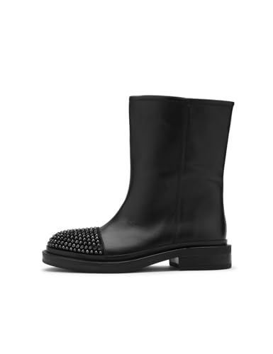 ILVI Chelsea Boots Damen aus Echtes Leder Stiefeletten Schwarz - Creme (Schwarz, EU Schuhgrößensystem, Erwachsene, Damen, Numerisch, M, 37) von ILVI