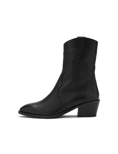 ILVI Floater-Leder Stiefeletten Damen Schwarz Mit Absatz, Ankle Boots Echtes Leder (Schwarz, EU Schuhgrößensystem, Erwachsene, Damen, Numerisch, M, 38) von ILVI