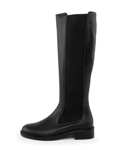 ILVI Overknees Winterstiefel Damen Echtes Leder Schwarze Hohe Stiefel (Schwarz, EU Schuhgrößensystem, Erwachsene, Damen, Numerisch, M, 39) von ILVI