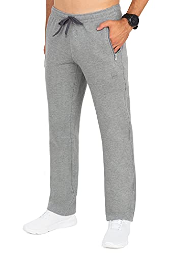 Imako Jogginghose Herren Baumwolle Trainingshose - Sporthose Jogginghosen Männer, Seitentaschen mit Reißverschluß Derek grau Gr. 4XL von Imako