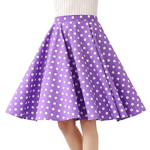 Damen Polka Dot Vintage Swing Rock 1950er Jahre Midirock Cocktail Abendkleid Kirsche Blumendruck Sommerrock A-Linie Empire-Taille Röcke Knielänge Tellerrock Lila S Damen Polka Dot Vintage Swing Rock 1950er Jahre Midirock Cocktail Abendkleid Kirsche Blumendruck Sommerrock A-Linie Empire-Taille Röcke Knielänge Tellerrock Lila S von IMEKIS