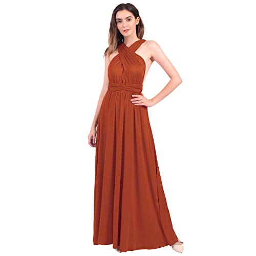 IMEKIS Elegantes Abendkleid für Damen, Multiway-Umwandelbares Bandagekleid, ärmellos, V-Ausschnitt, schulterfrei, Brautjungfer, Hochzeit, Cocktail, formelle Party, Maxikleid, coffee, X-Small von IMEKIS