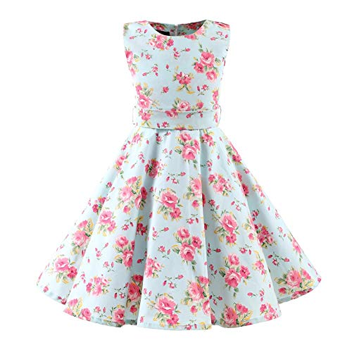 Mädchen Blumendruck Sommerkleid Vintage 1950er Polka Dots Partykleid Prinzessin Baumwolle Hochzeit Geburtstag Abendkleid A Linie Ärmellos Retro Swing Faltenkleid mit Hüftgurt Mädchen Blumendruck Sommerkleid Vintage 1950er Polka Dots Partykleid Prinzessin Baumwolle Hochzeit Geburtstag Abendkleid A Linie Ärmellos Retro Swing Faltenkleid mit Hüftgurt von IMEKIS