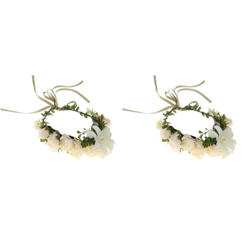 IMIKEYA 2St hochzeitshaar schmuck kränze Haargummis für Mädchen Boho- hochzeitsdeko Weihnachtskranz Haarkranz Seidenblume schmücken Stirnband Haarring von IMIKEYA