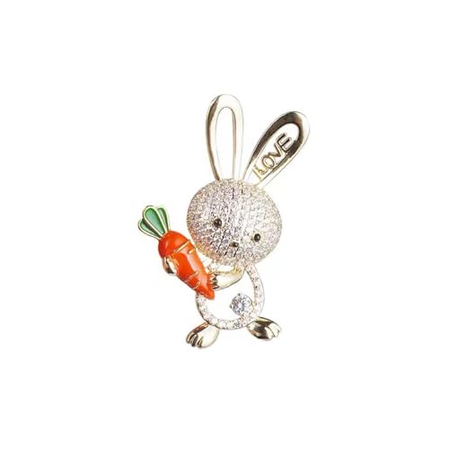 Kristall Bunny Brosche für Frauen - Hypoallergene Strass Kaninchen Anstecknadel mit Emaille Karotte, Osterschmuck Geschenk für Kleider, Anzüge & Teenager-Mädchen, 4,8 * 3,3 cm, S, Metall Kristall Bunny Brosche für Frauen - Hypoallergene Strass Kaninchen Anstecknadel mit Emaille Karotte, Osterschmuck Geschenk für Kleider, Anzüge & Teenager-Mädchen, 4,8 * 3,3 cm, S, Metall von IMINI