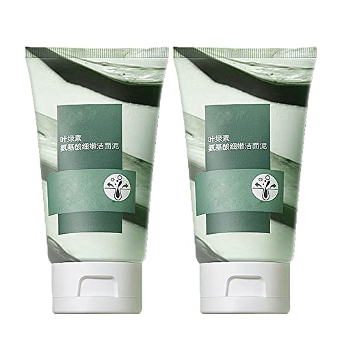 Chlorophyll Delicate Facial Cleanser, Foaming Facial Cleanser, Chlorophyll Amino Acid Cleaning Mud, Exfoliating Face Cleanser for Women (2pcs) von IMOCKA