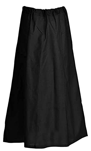 IMTRA FASHION Damen Petticoat Aus 100% Reiner Baumwolle Für Saree Unterrock Futterrock-Schwarz-Eine Größe von IMTRA FASHION