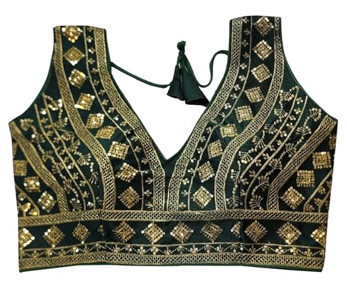IMTRA FASHION Indische Fertige Tussar Seiden Sari Bluse für Frauen Bauchfreies Top Choli-Grün-34 IMTRA FASHION Indische Fertige Tussar Seiden Sari Bluse für Frauen Bauchfreies Top Choli-Grün-34 von IMTRA FASHION