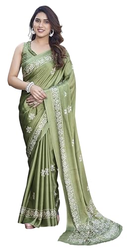 IMTRA FASHION Indischer Sari Für Damen Chiffon Sari Mit Nicht Genähter Bluse Grün IMTRA FASHION Indischer Sari Für Damen Chiffon Sari Mit Nicht Genähter Bluse Grün von IMTRA FASHION