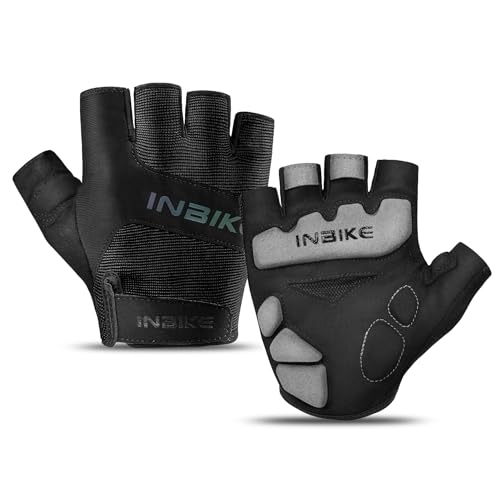 INBIKE Fahrradhandschuhe Herren Halbfinger Männer Fahrrad Handschuhe MTB Freizeit Sommer Radhandschuhe Fingerlos für Radsport Moutainbike Radfahren Rennrad Schwarz M von INBIKE