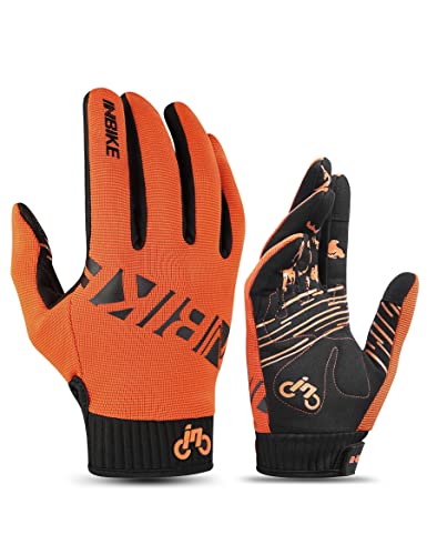 INBIKE MTB Handschuhe Herren Fahrrad Freizeit Vollfinger Lang Fahrradhandschuhe Sommer Atmungsaktiv Touchscreen Radhandschuhe Für Moutainbike Downhill Motocross Rennrad Radsport Orange XL von INBIKE