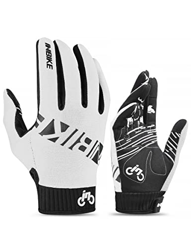 INBIKE MTB Handschuhe Herren Fahrrad Freizeit Vollfinger Lang Fahrradhandschuhe Sommer Atmungsaktiv Touchscreen Radhandschuhe Für Moutainbike Downhill Motocross Rennrad Radsport Weiß XL von INBIKE