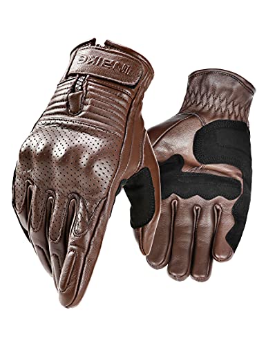 INBIKE Motorrad Handschuhe Herren Damen Sommer Echtes Leder Motorradhandschuhe Atmungsaktiv Und Verschleißfest Mit Harter Schutzhülle Braun XXL von INBIKE