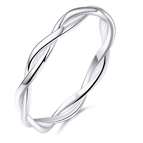 INBLUE 925 Sterling Silber Twist Ringe für Frauen Mädchen Liebhaber Schwestern Verlobung Hochzeit Versprechen Schmuck für Muttertag Valentinstag Freundschaft von INBLUE