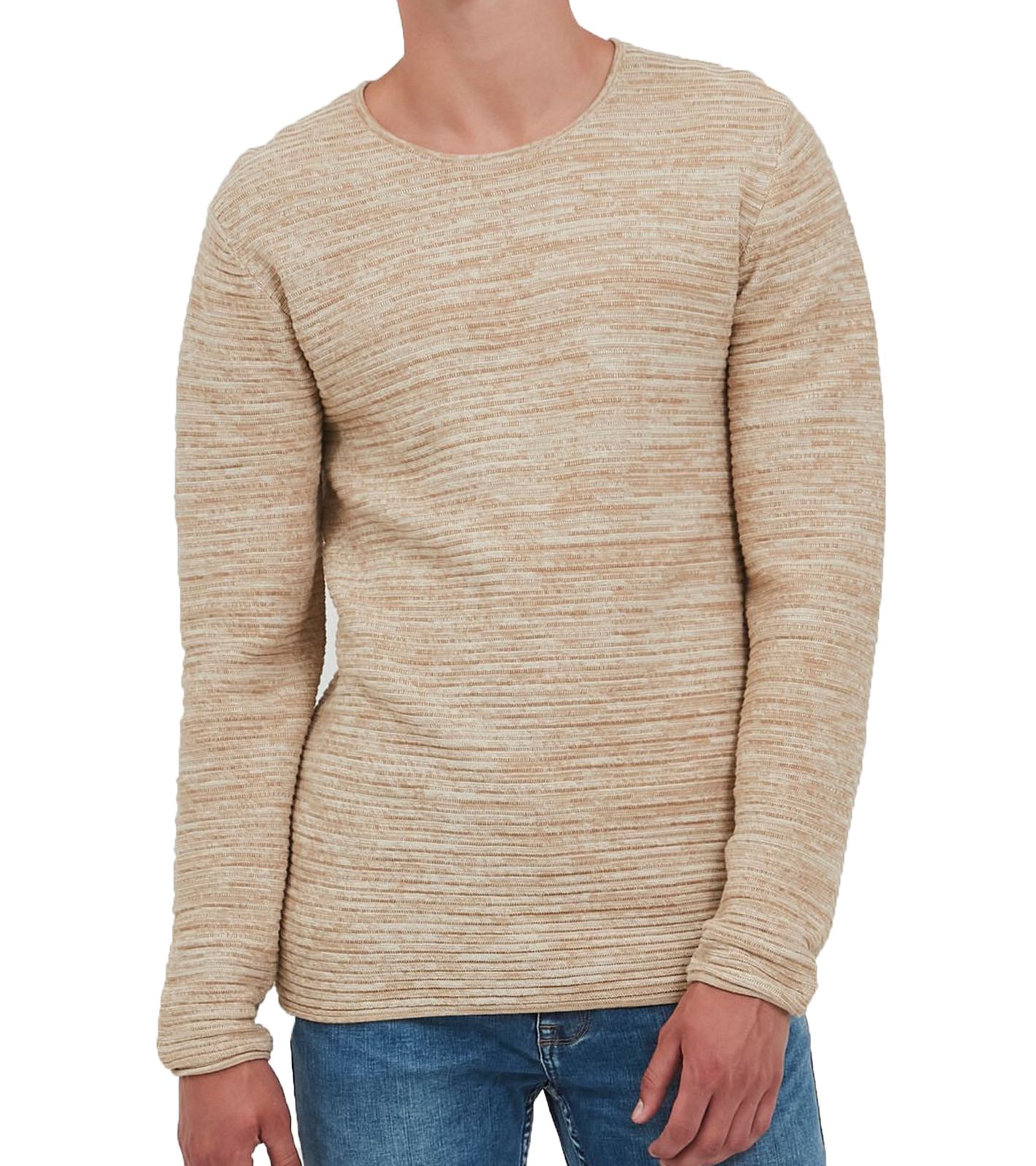 INDICODE Bayne Feinstrick-Pullover melierter Herren Pulli 35548MM 013 Beige von INDICODE