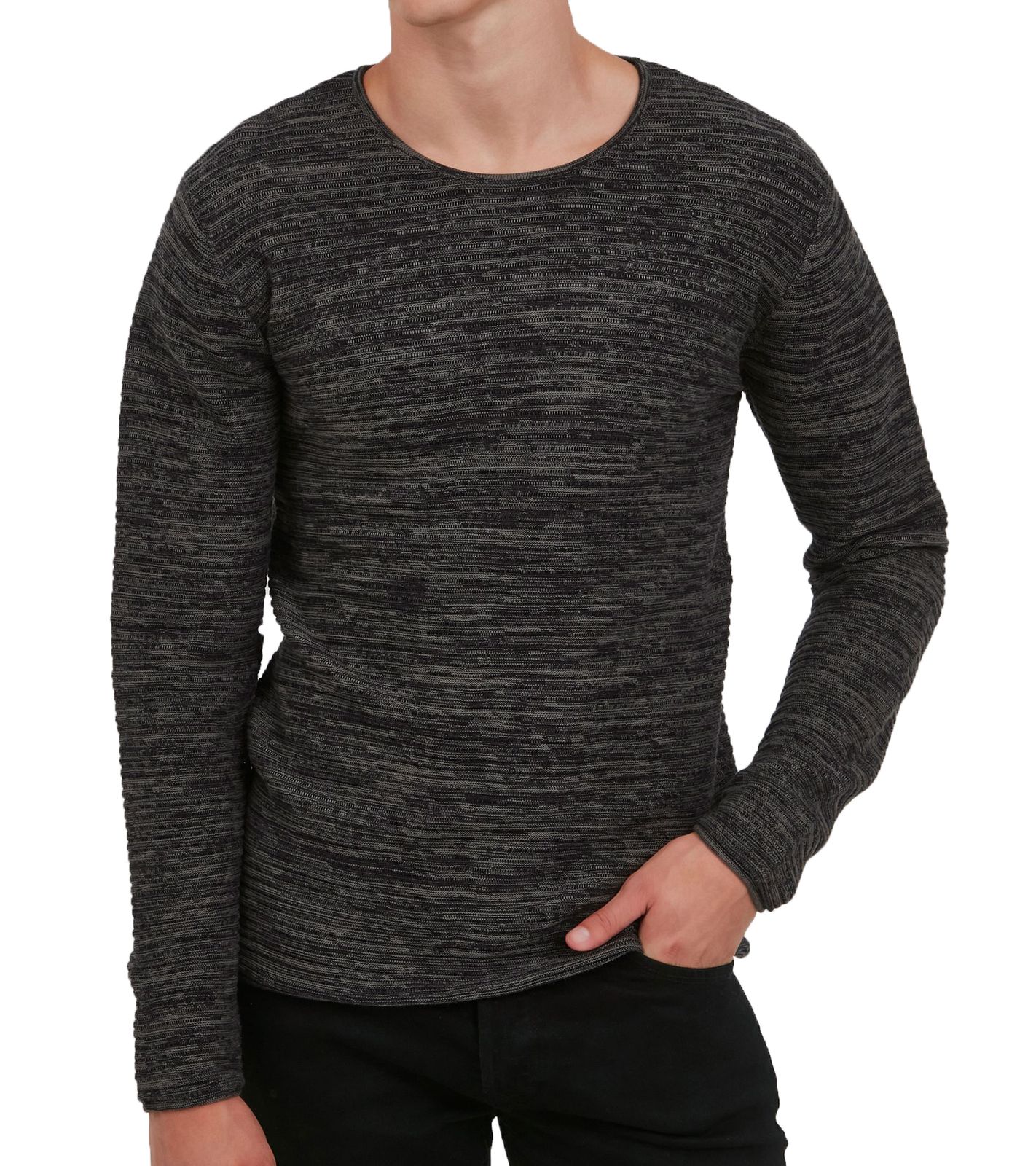 INDICODE Bayne Feinstrick-Pullover melierter Herren Pulli 35548MM 915 Grau von INDICODE