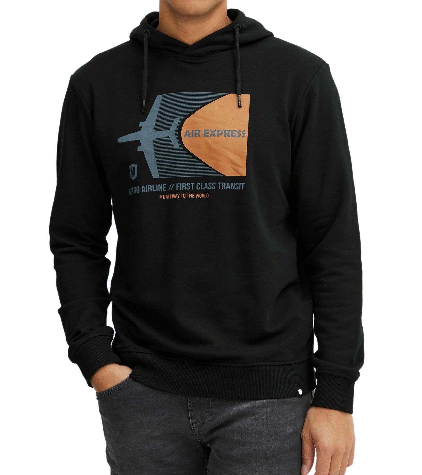 INDICODE Forzo Herren Baumwoll-Hoodie nachhaltiger Kapuzen-Sweater mit großem Frontprint 55-581MM 999 Schwarz von INDICODE