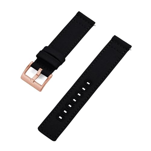 INEOUT 20mm 22mm Nylon Canvas Armband Männer Frauen Wasserdicht Armband Gürtel Kompatibel Mit Omega For Uhr Strap (Color : Black Rose Gold, Size : 22mm) von INEOUT