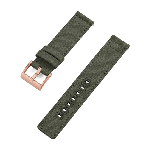 INEOUT 20mm 22mm Nylon Canvas Handgelenk Band Männer Frauen Wasserdichte Armband Gürtel For Omega Uhr Strap (Color : Green Rose Gold, Size : 20mm) von INEOUT