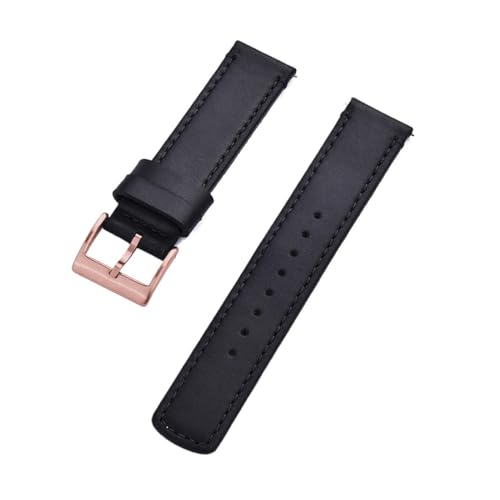 INEOUT Echtes Leder Uhrenarmbänder 20mm 22mm Uhrenarmband Dornschließe Schnellverschluss Handgelenk Gürtel Armband (Color : Black Rose Gold, Size : 20mm) von INEOUT