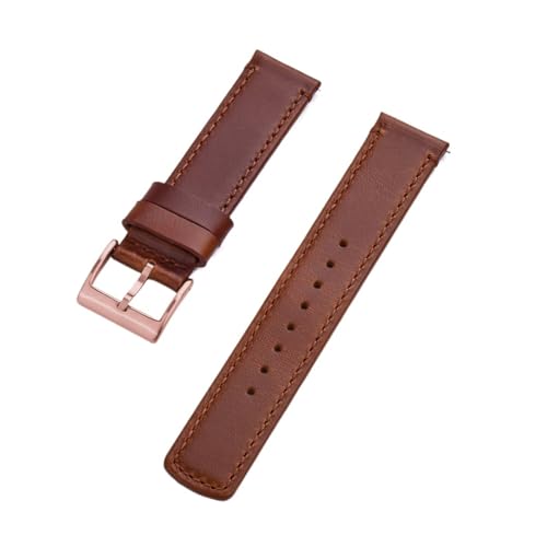 INEOUT Echtes Lederarmband 20 Mm 22 Mm Uhrenarmband Dornschließe Schnellverschluss-Uhrenarmbänder Handgelenk-Gürtel-Armband (Color : Brown Rose Gold, Size : 20mm) von INEOUT