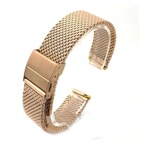 INEOUT Edelstahl-Uhrenarmband, 18 Mm, 20 Mm, 22 Mm, Silber, Schwarz, Roségold, Gold, Schnellverschluss-Uhrenarmband (Color : Rose Gold, Size : 18mm) von INEOUT