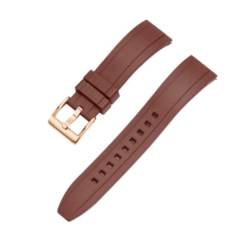 INEOUT FKM Gummi Uhrenarmband 20mm 22mm 24mm Armband Schnellverschluss Armband For Herren Damen Taucheruhren Zubehör (Color : Brown rose gold, Size : 20mm) von INEOUT