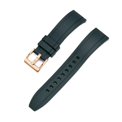 INEOUT FKM Gummi Uhrenarmband 20mm 22mm 24mm Armband Schnellverschluss Armband For Herren Damen Taucheruhren Zubehör (Color : Green rose gold, Size : 22mm) von INEOUT