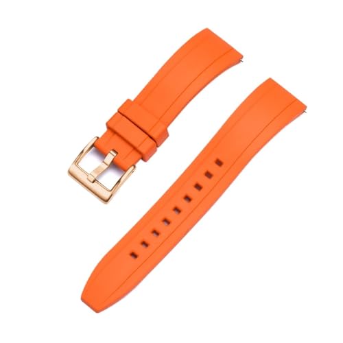 INEOUT FKM Gummi Uhrenarmband 20mm 22mm 24mm Armband Schnellverschluss Armband For Herren Damen Taucheruhren Zubehör (Color : Orange rose gold, Size : 24mm) von INEOUT