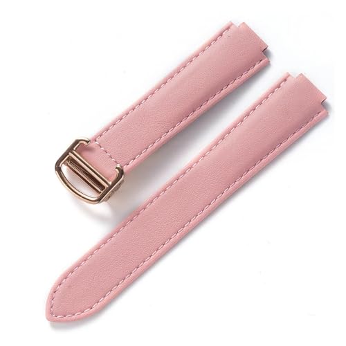 INEOUT Kompatibel Mit Cartier Blue Balloon Strap, Herrenarmband, Damenarmband, Konvexem, Weichem Lederarmband, Faltschließe, Uhrenzubehör (Color : Pink rose buckle, Size : 22X14mm) von INEOUT