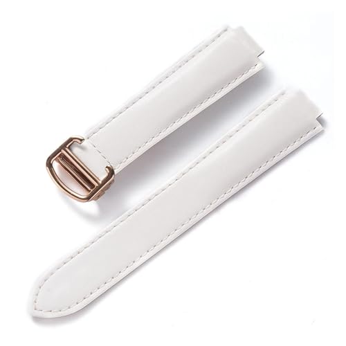 INEOUT Kompatibel Mit Cartier Blue Balloon Strap, Herrenarmband, Damenarmband, Konvexem, Weichem Lederarmband, Faltschließe, Uhrenzubehör (Color : White Rose Buckle, Size : 16X9mm) von INEOUT