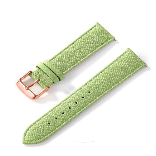 INEOUT Palmenbedrucktes Lederarmband, Echtes Rindsleder-Uhrenarmband, Handgefertigt, Blau, Gelb, Braun, Braun, Herren-Damen-Uhrenarmband (Color : Avocado Green Rose, Size : 13mm) von INEOUT