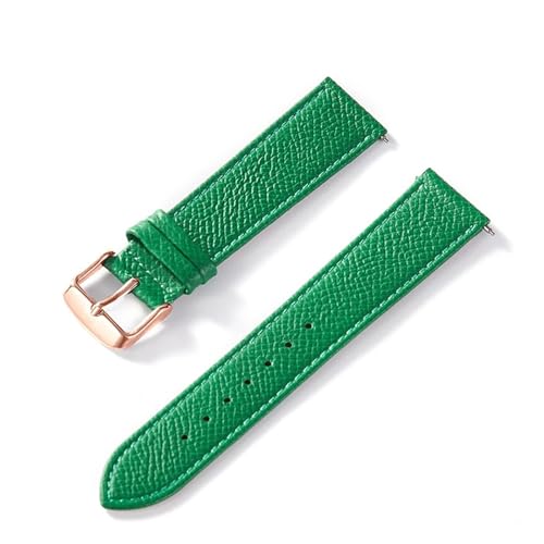 INEOUT Palmenbedrucktes Lederarmband, Echtes Rindsleder-Uhrenarmband, Handgefertigt, Blau, Gelb, Braun, Braun, Herren-Damen-Uhrenarmband (Color : Green rose buckle, Size : 19mm) von INEOUT