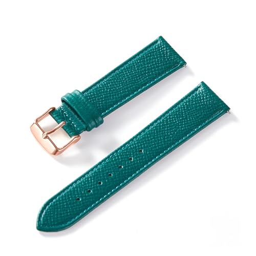 INEOUT Palmenbedrucktes Lederarmband, Echtes Rindsleder-Uhrenarmband, Handgefertigt, Blau, Gelb, Braun, Braun, Herren-Damen-Uhrenarmband (Color : Peacock green rose, Size : 13mm) von INEOUT