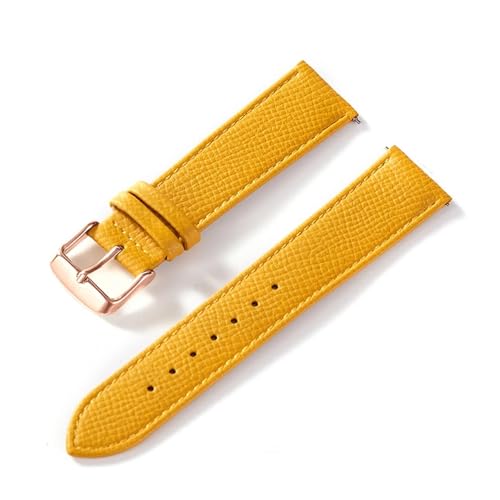 INEOUT Palmenbedrucktes Lederarmband, Echtes Rindsleder-Uhrenarmband, Handgefertigt, Blau, Gelb, Braun, Braun, Herren-Damen-Uhrenarmband (Color : Yellow rose buckle, Size : 18mm) von INEOUT