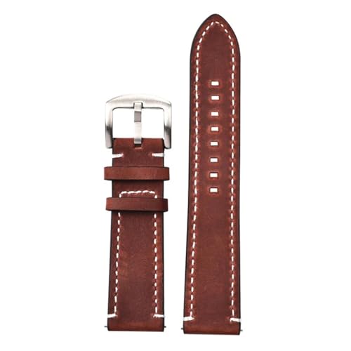 INEOUT Retro-Armband Aus Echtem Leder, Handgefertigt, Crazy Horse Skin, Rindsleder, 18 Mm, 20 Mm, 22 Mm, 24 Mm, Hochwertiges Herren-Uhrenarmband (Color : Wine red-SL buckle, Size : 22mm) von INEOUT