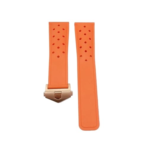 INEOUT Uhrenarmband aus Gummi, weiches, langlebiges Silikon, kompatibel mit TAG HEUER-Armband, MONACO-Armband, 22 mm, 24 mm, FORMULA1-Uhrenarmband (Color : Orange rose, Size : 24mm) von INEOUT