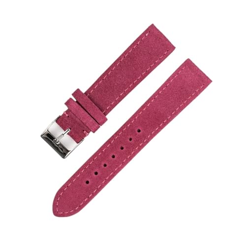 INEOUT Wildleder Leder Uhrenarmband 18mm 20mm 22mm Uhrenarmband Blau Grau Grün Armband Edelstahl Schnalle Damen Herren Uhrenzubehör (Color : Rose Red, Size : 18mm) von INEOUT