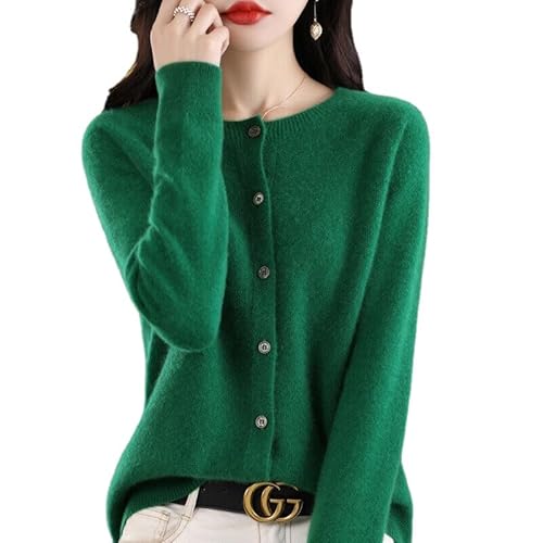 Women's Cashmere Cardigan Sweater,100% Cashmere Button Front Long Sleeve Cardigan-Hand Wash Only (Green,M) von INGKE