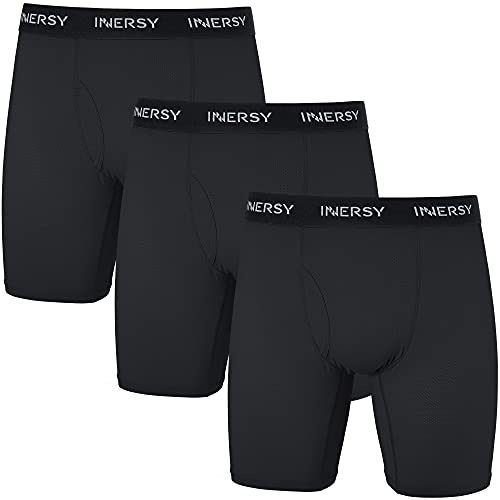 INNERSY Boxershorts Herren Schwarz Lange Unterhosen Männer Trunks Unterwäsche mit Eingriff 3 Pack (XXL, 3 Schwarz) von INNERSY