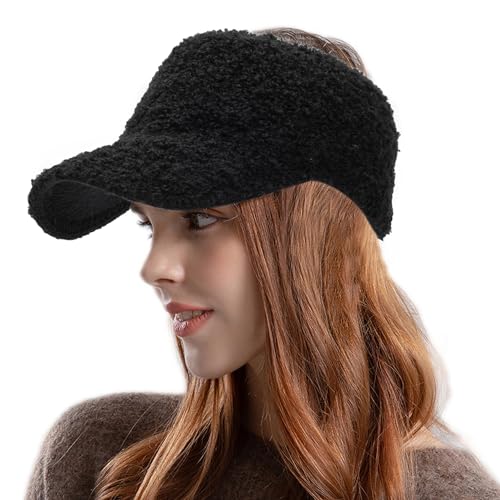 INOGIH BeanieTail Cap Warme Strickmütze für Frauen Messy High Bun Pferdeschwanz Visier Beanie Cap (S/M Größe), Schwarzes Design2, Medium von INOGIH